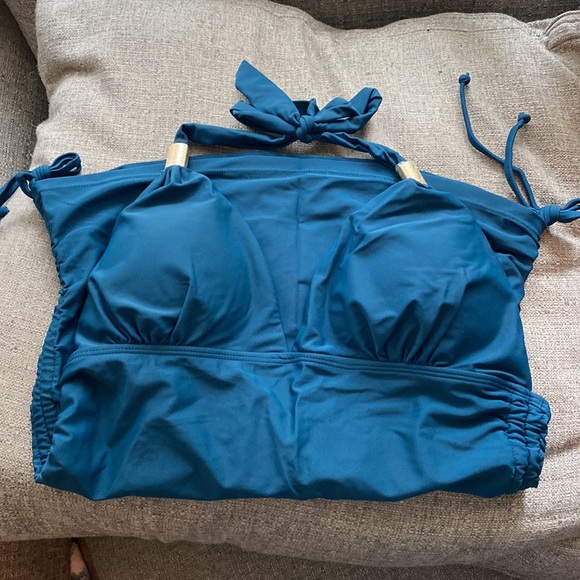 NWT Teal two piece tankini swimsuit high waisted bottoms. - Picture 7 of 9